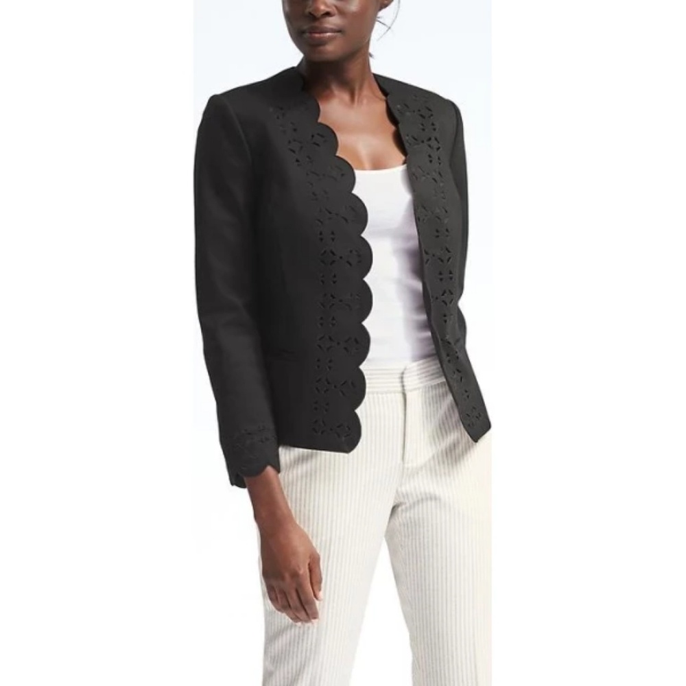 Ponte Scallop Laser Cut Blazer